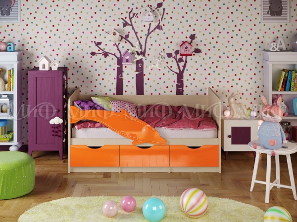Кровать Дельфин-1 с Ящиками/Разные Цвета